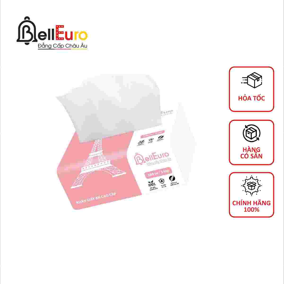 Bell Euro Khăn Giấy Ăn Cao Cấp 360 Tờ Hồng